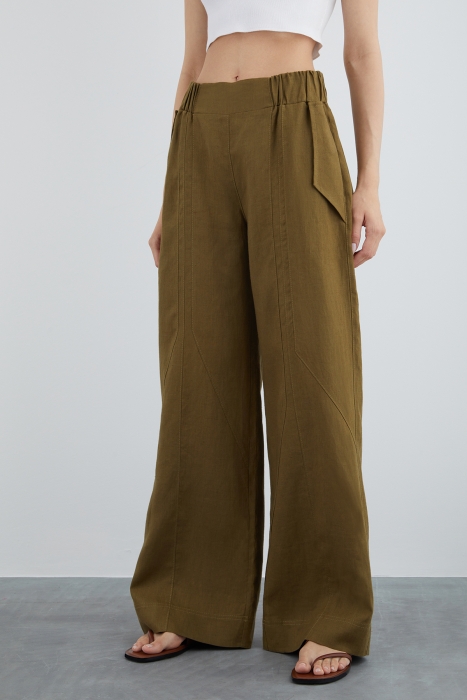 Gizia Linen Palazzo Pants With Cup Detail. 2