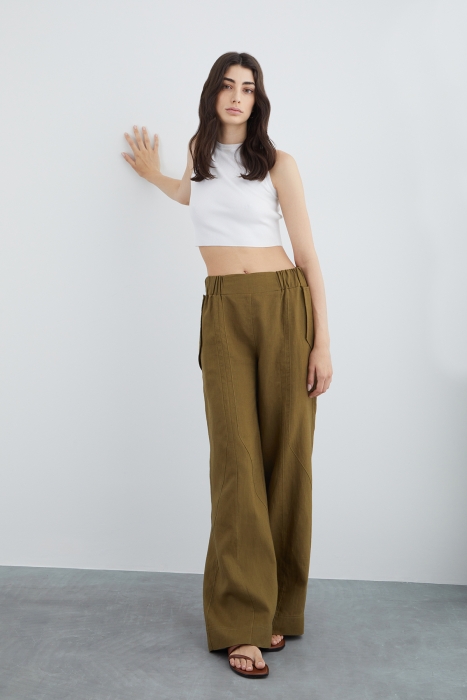 Gizia Linen Palazzo Pants With Cup Detail. 3