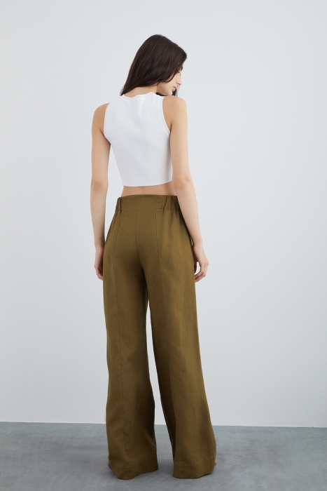 Gizia Linen Palazzo Pants With Cup Detail. 4