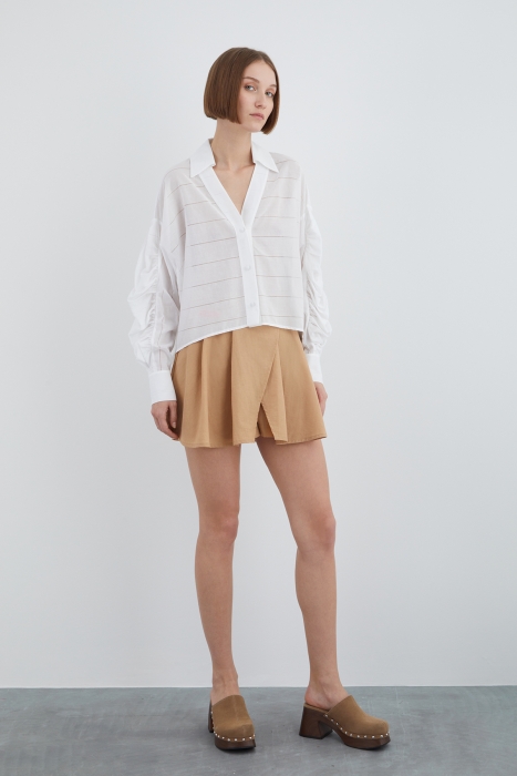 Gizia Voile Shirt With Shirring Detail On The Sleeves. 2
