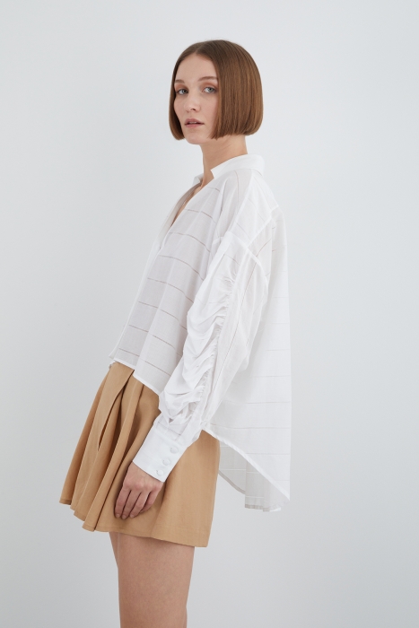 Gizia Voile Shirt With Shirring Detail On The Sleeves. 3