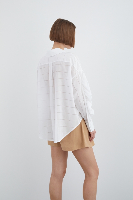 Gizia Voile Shirt With Shirring Detail On The Sleeves. 5