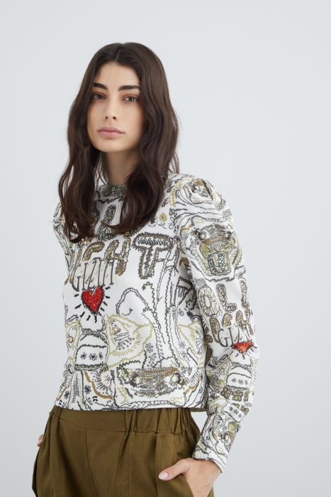 Gizia Patterned Stone Embroidered Sweat. 2