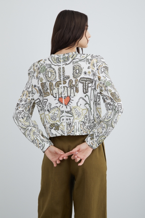 Gizia Patterned Stone Embroidered Sweat. 4