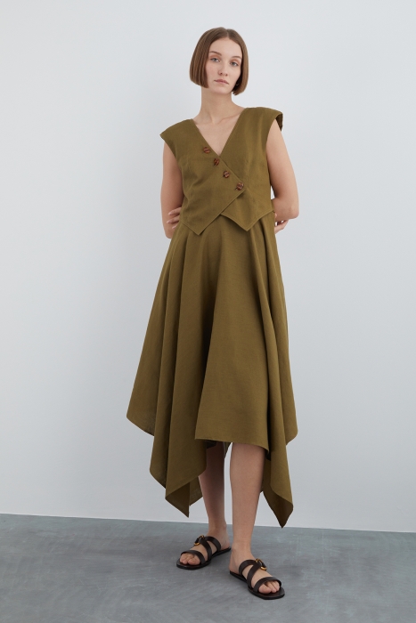 Gizia Sleeveless V-Neck Asymmetric Dress. 1