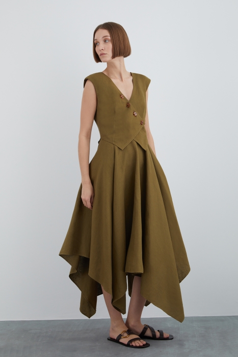 Gizia Sleeveless V-Neck Asymmetric Dress. 2