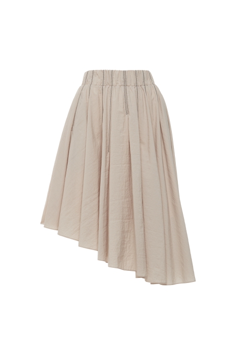 Gizia Asymmetric Contrasting Stitch Detailed Skirt With Elastic Waist. 6
