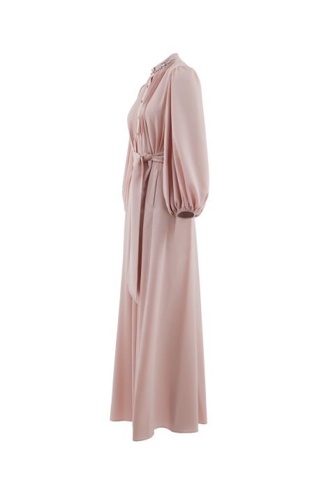 Gizia Pink Long Dress With Embroidered Collar Belt. 2