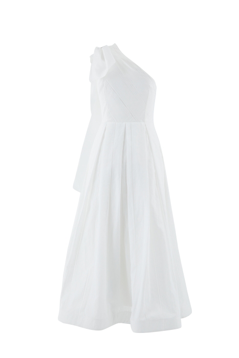 Gizia İşlemeli Fiyonk Detaylı Tek Omuz Asimetrik Beyaz Elbise. 3