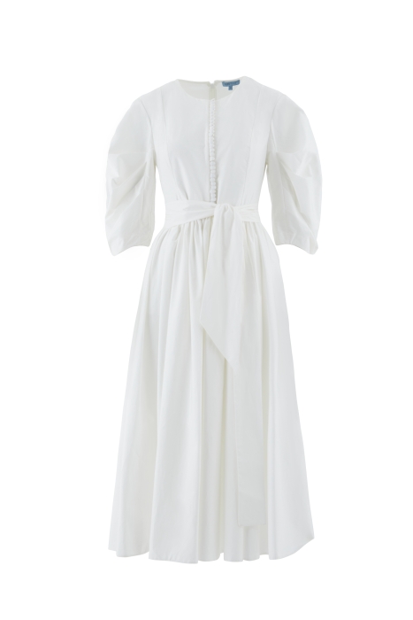 Gizia Ecru Dress With Voluminous Detailed Sleeves With One Button On The Front. 1