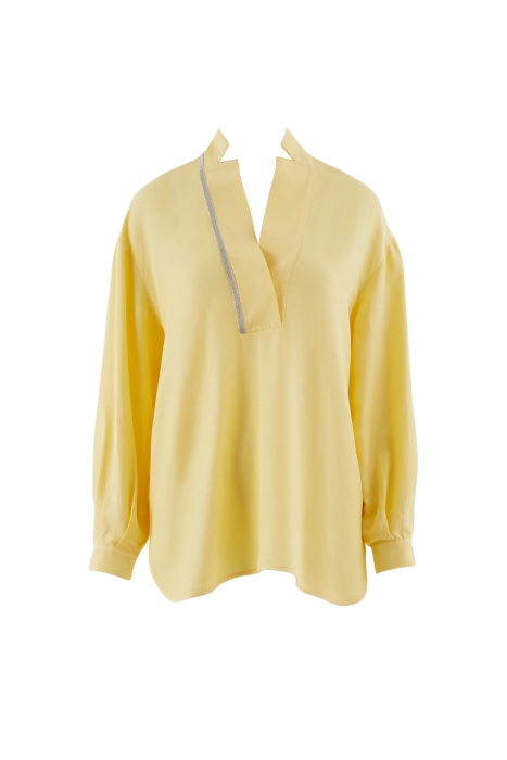 Gizia Yellow Blouse With Deep And Low-Cut Processing Detail. 1
