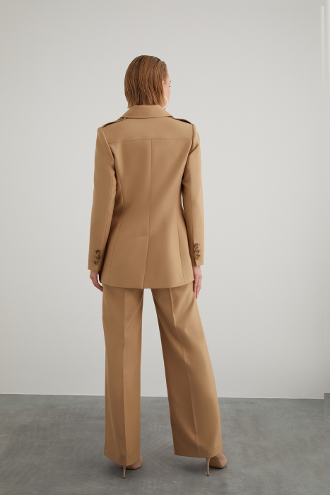 Gizia Blazer Ceketli Yüksek Bel Pantolonlu Kahverengi Takım Elbise. 5