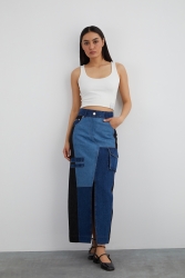 アキラナカ Vilja front panel denim SK Levi's Denim Paneled Midi Skirt – La Garçonne