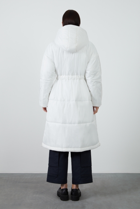 Ecru Long Puffer Jacket Gizia