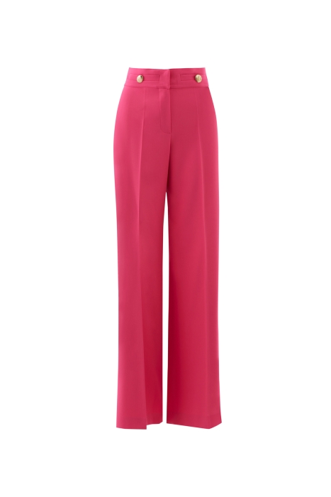 Gold Button Detaıl Wıde Leg Long Pınk Pants - Gizia