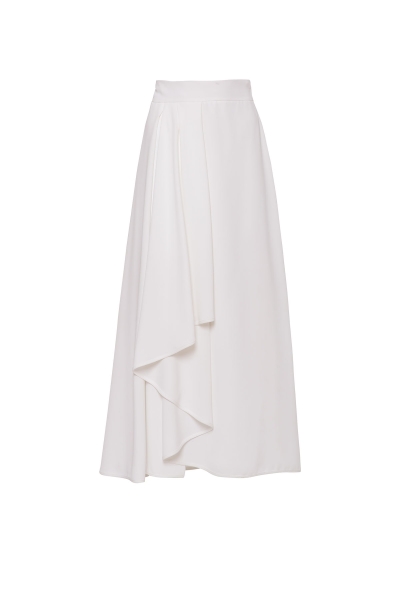 Gizia White Wide Cut Midi Skirt. 1