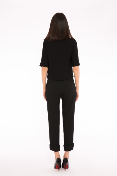 Gizia Ankle Detailed Black Trousers. 3