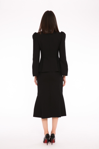 Gizia Applique Detailed High Waist Side Pleated Midi Black Skirt. 3 Gizia Applique Detailed High Waist Side Pleated Midi Black Skirt. 3