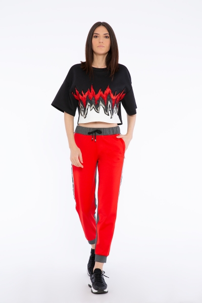Gizia Applique Embroidery And Embroidery Detailed Short Sleeve Black Crop Top. 3 Gizia Applique Embroidery And Embroidery Detailed Short Sleeve Black Crop Top. 3