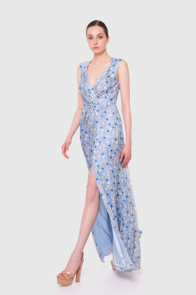 Gizia Backless Long Blue Chiffon Dress. 2