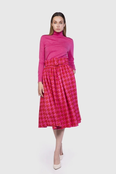 Gizia Belted Flared Pink Skirt. 3