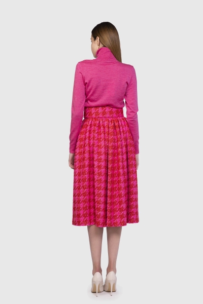 Gizia Belted Flared Pink Skirt. 1
