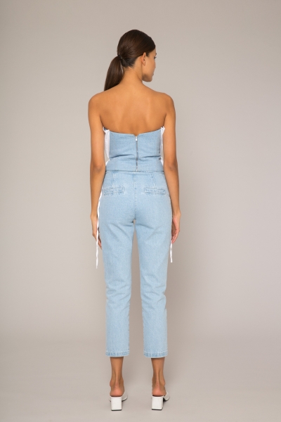 Gizia Belted Slit Detailed Blue Jean Trousers. 3