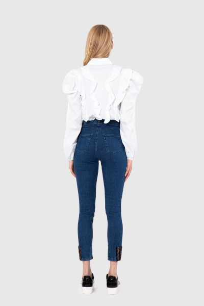 Gizia Blue Skinny Jean with Garni Fabric Detail. 3 Gizia Blue Skinny Jean with Garni Fabric Detail. 3