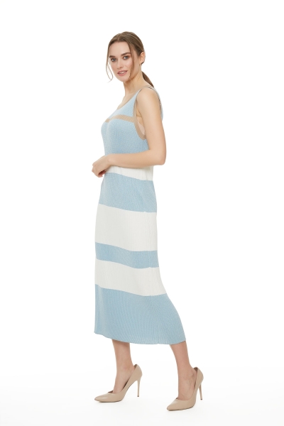 Gizia Blue White Knitwear Dress. 2