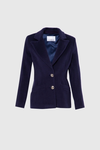 Gizia Cachet Fabric Navy Blue Blazer Jacket With Metal Buttons. 1
