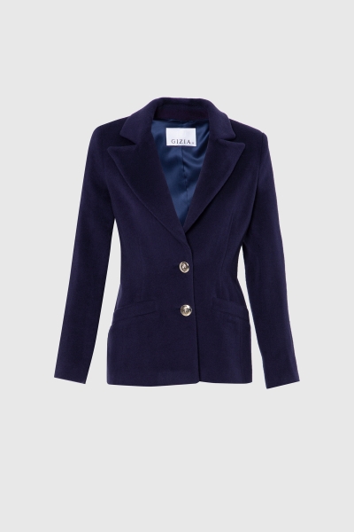 Gizia Cachet Fabric Navy Blue Blazer Jacket With Metal Buttons. 1 Gizia Cachet Fabric Navy Blue Blazer Jacket With Metal Buttons. 1
