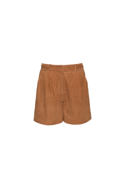Gizia Camel Color Suede Bermuda Shorts. 5