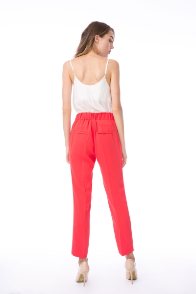 Gizia Carrot Cut Lace-Up Pink Fabric Trousers. 3