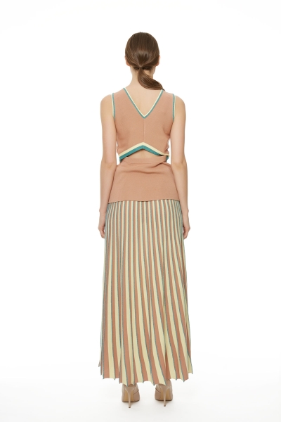 Gizia Double Colored Knitwear Pleat Skirt. 3