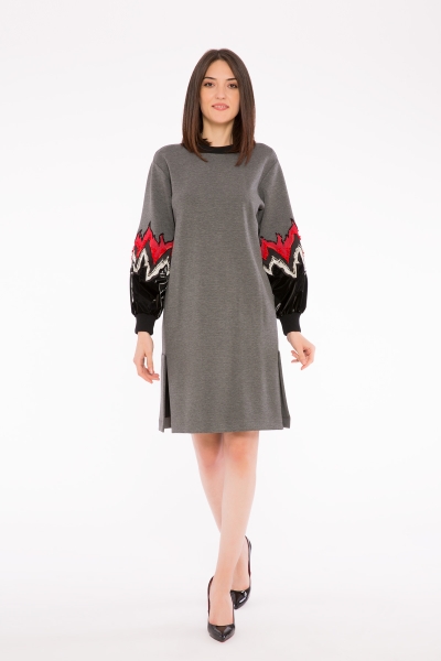Gizia Embroidered Applique Embroidery Detailed Sweatshirt Dress. 1