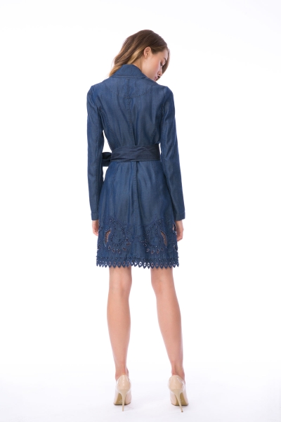 Gizia فستان بنمط الجاكيت متوسط الطول لون أزرق. 2