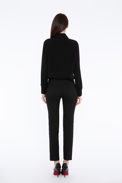 Gizia Embroidered Collar Detailed Black Shirt. 2