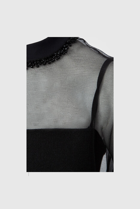 Gizia Embroidered Top With Transparent Inner Black Crop. 2