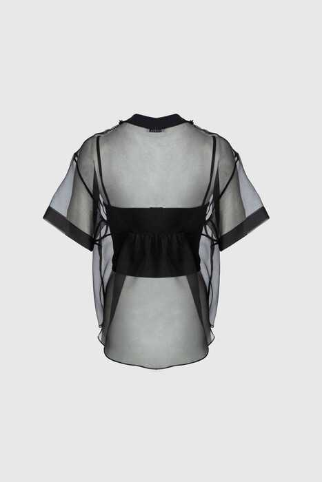Gizia Embroidered Top With Transparent Inner Black Crop. 3
