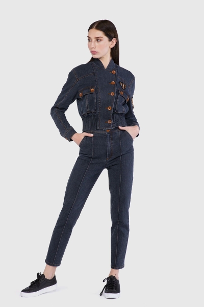 Gizia جاكيت جينز قصير لون إنديجو منقوش. 1