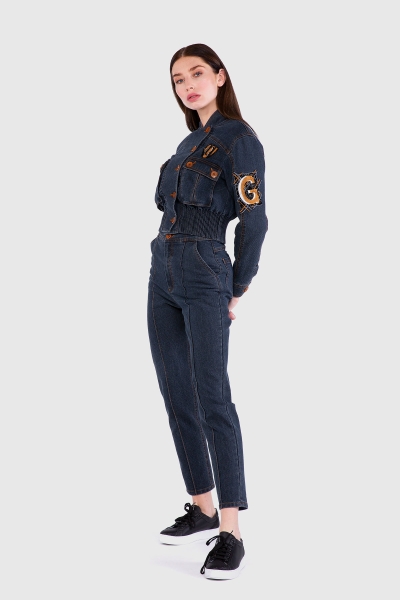 Gizia جاكيت جينز قصير لون إنديجو منقوش. 2