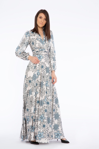 Gizia Floral Pattern V-Neck Long Dress. 3