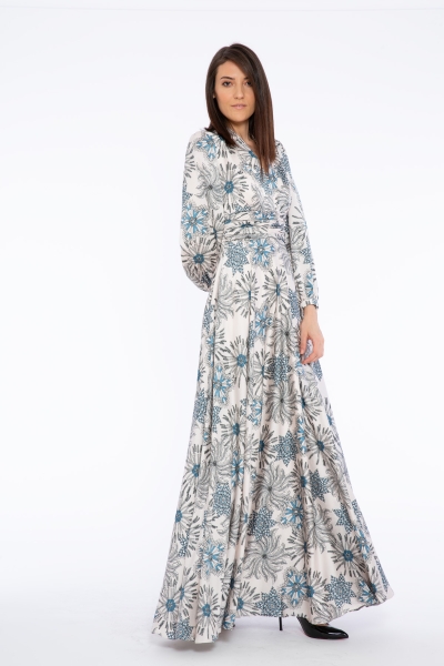 Gizia Floral Pattern V-Neck Long Dress. 2