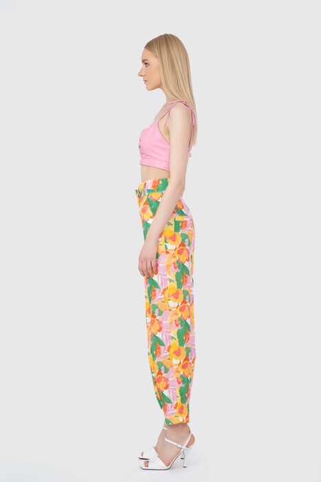 Gizia Floral Patterned Orange Trousers. 2