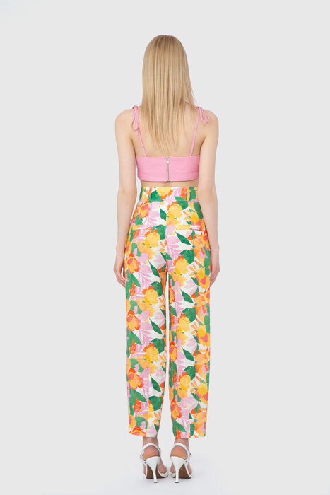 Gizia Floral Patterned Orange Trousers. 3