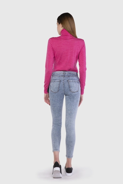 Gizia Fur Applique Blue Skinny Jean. 1