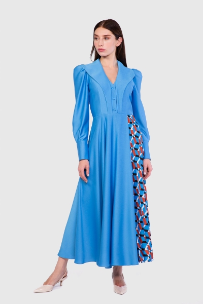 Gizia فستان متوسط الطول لون كحلي مع حزام. 1