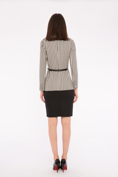 Gizia Gingham Dotted Jacket with Leather Belt Contrast White Suit. 1