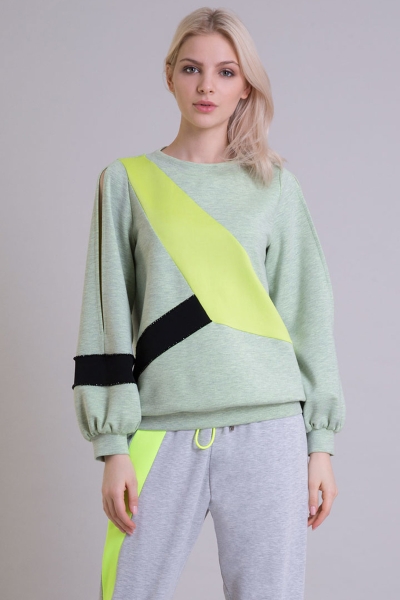 Gizia Green Cliche Sleeve Detailed Sweatshirt. 4