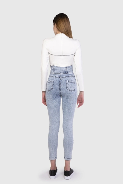 Gizia High Waist Corsage Detailed Skinny Blue Jean. 1 Gizia High Waist Corsage Detailed Skinny Blue Jean. 1